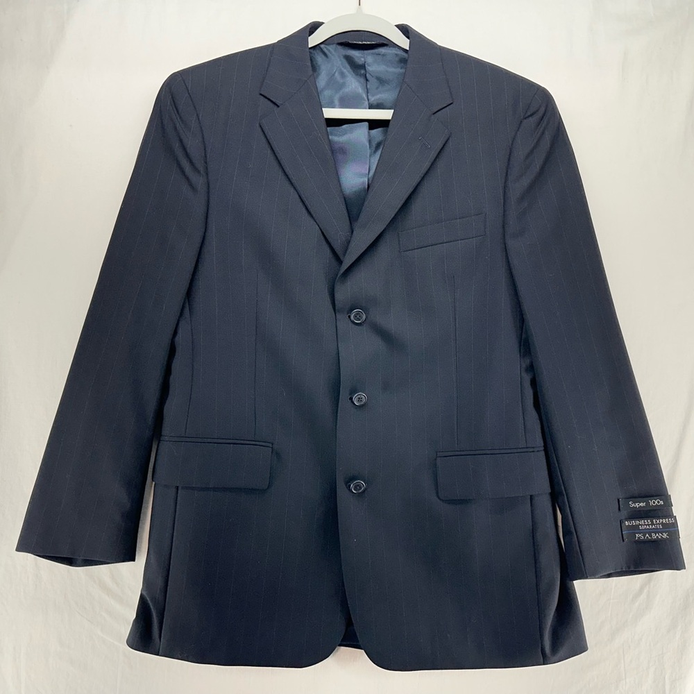JOS A BANK Mitchell Business Express Blazer Suit Jacket 100% Wool Pin Stripe 42R